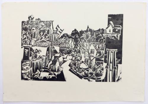 Γειτονιά και σπίτι με σημαία