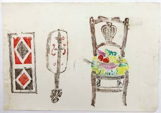 Καρέκλα με φρούτα και λύρα