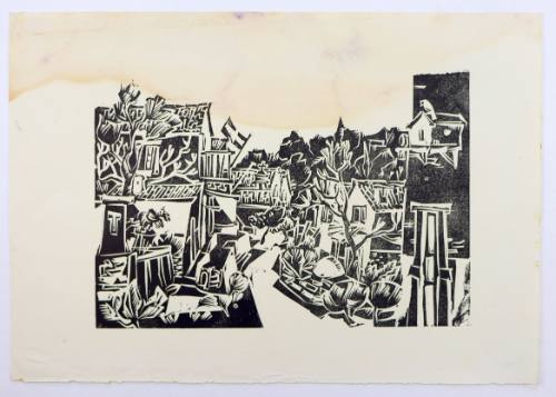 Γειτονιά και σπίτι με σημαία