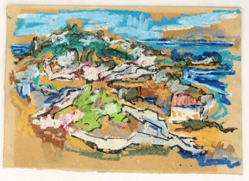 Τοπίο με σπίτια και θάλασσα