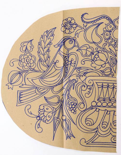 Μοτίβο με Λουλούδια και Πουλί