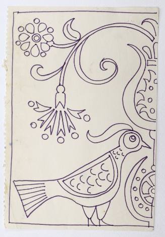 Μοτίβο με λουλούδια και πουλί