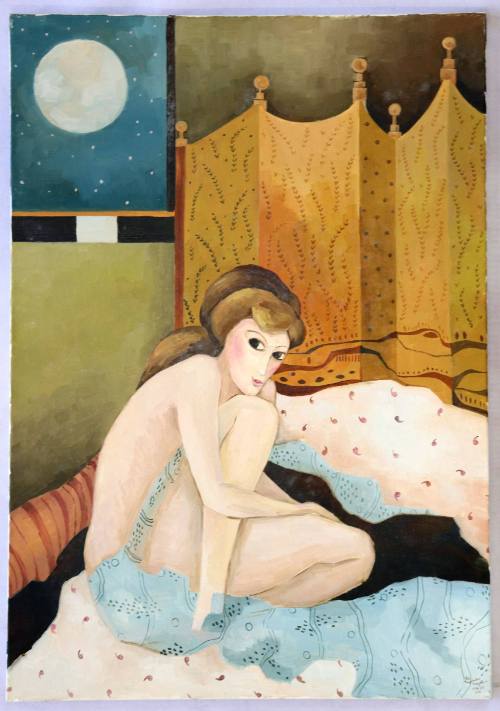 Καθιστό γυμνό με φεγγάρι