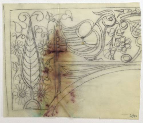 Μοτίβο με Λουλούδια και Πουλί