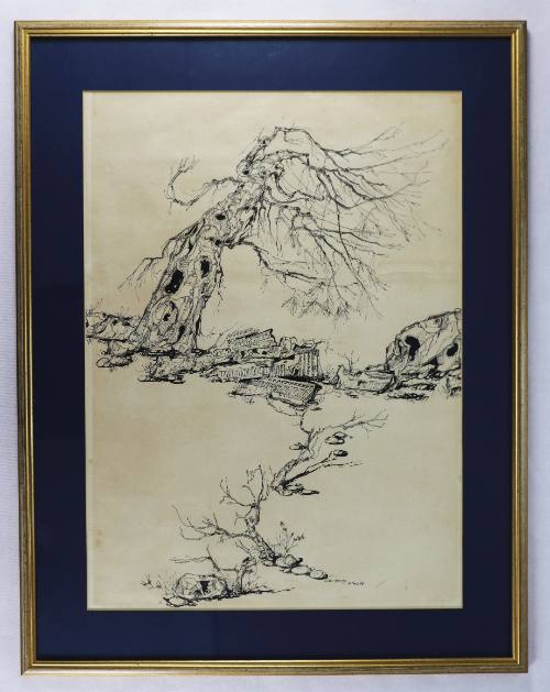 Αρχαία μάρμαρα και δέντρο