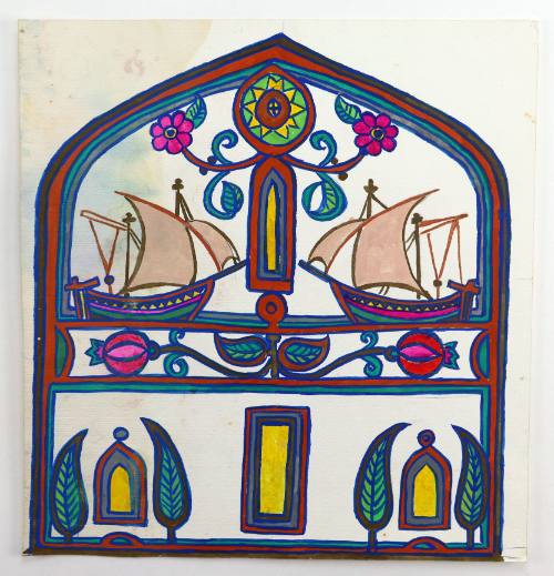 Μοτίβο με Καράβια και Λουλούδια