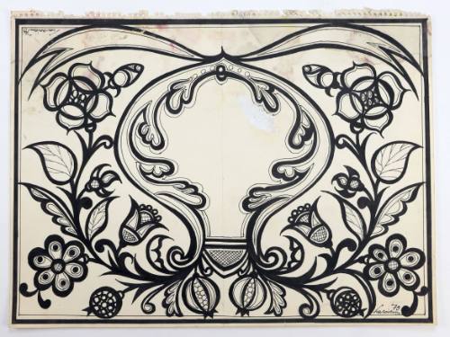 Μοτίβο με βάρκα και λουλούδια