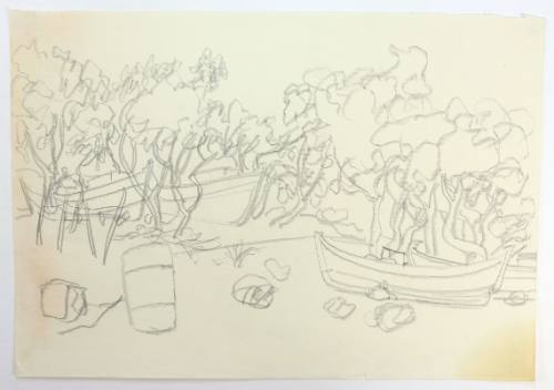 Βάρκες κάτω από τα δέντρα