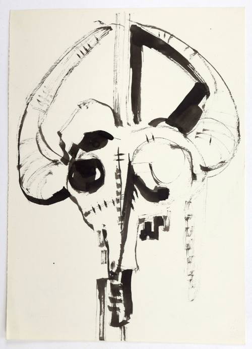 Κρανίο κριαριού σε ξύλο